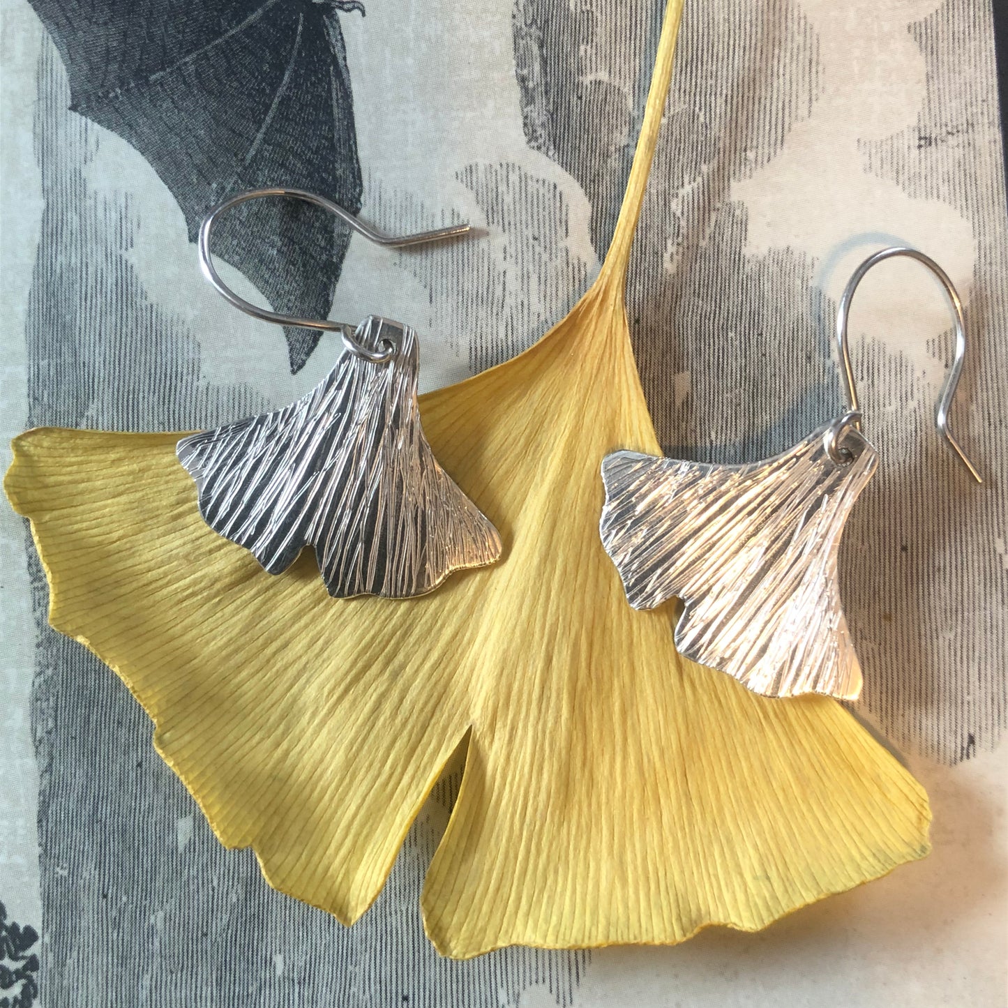 Sterling Silver Ginko Leaf Earrings