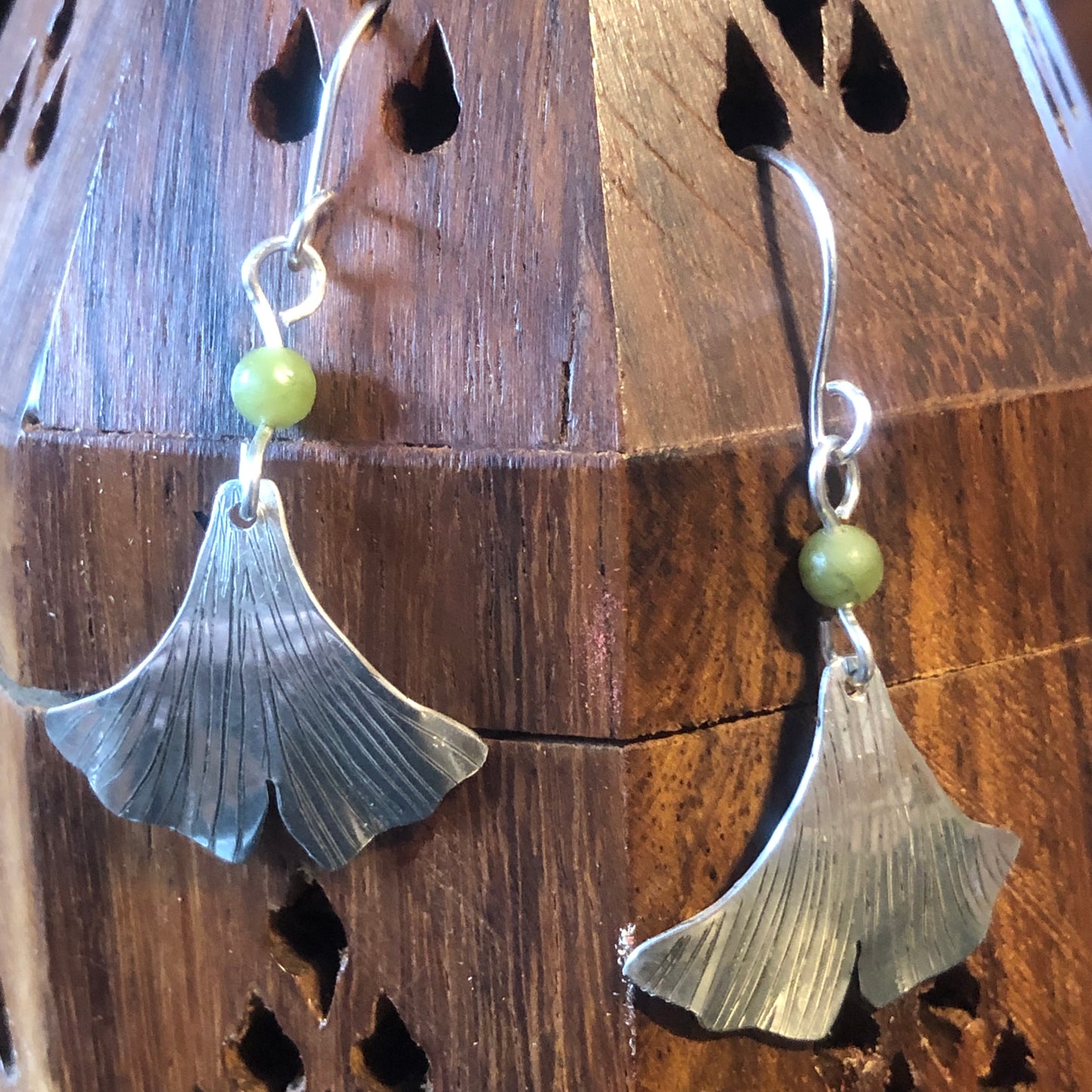 Sterling Silver & Jade Ginko Leaf earrings